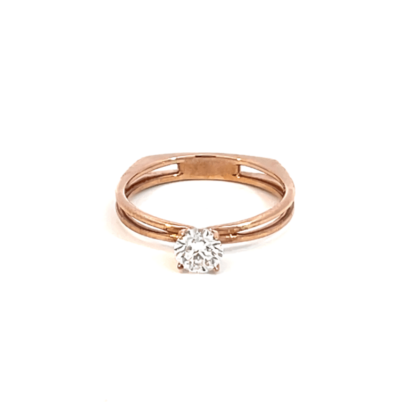9K Rose Gold Ring With Round Lab Grown Diamond 0.52 Carat