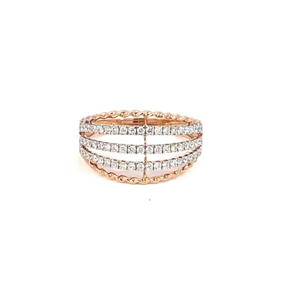14K Rose Gold Ring with 57 Lab Grown Diamonds TDW 0.4 Carat
