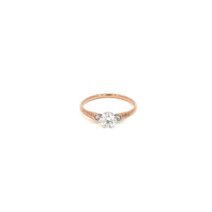 9K Rose Gold Ring with 3 Round Lab Grown Diamonds TDW 0.54 Carat