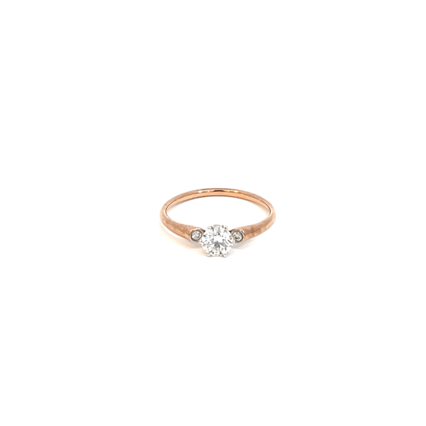 9K Rose Gold Ring with 3 Round Lab Grown Diamonds TDW 0.54 Carat