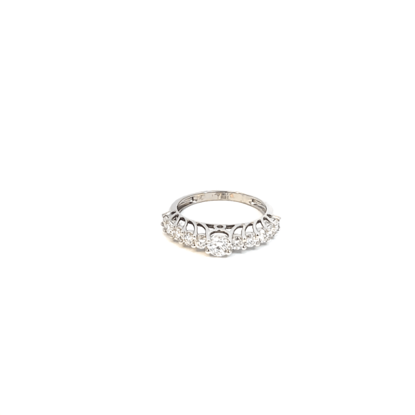 14K White Gold Ring with 11 Lab Grown Diamonds TDW 0.89 Carat