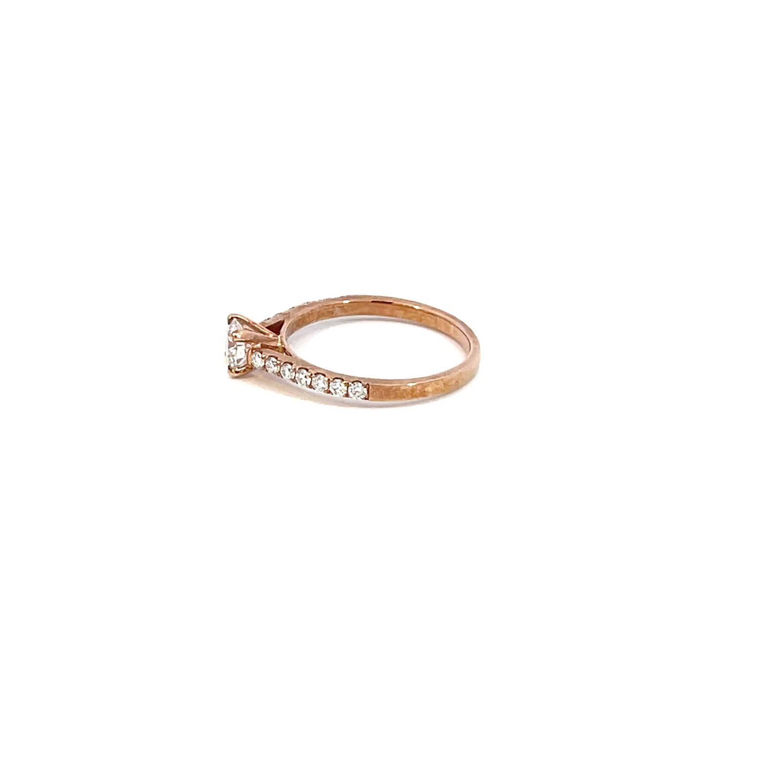 9K Rose Gold Ring with 15 Lab Grown Round Diamonds TDW 0.78 Carat - Image 2
