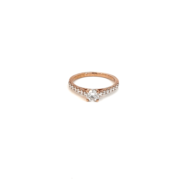9K Rose Gold Ring with 15 Lab Grown Round Diamonds TDW 0.78 Carat