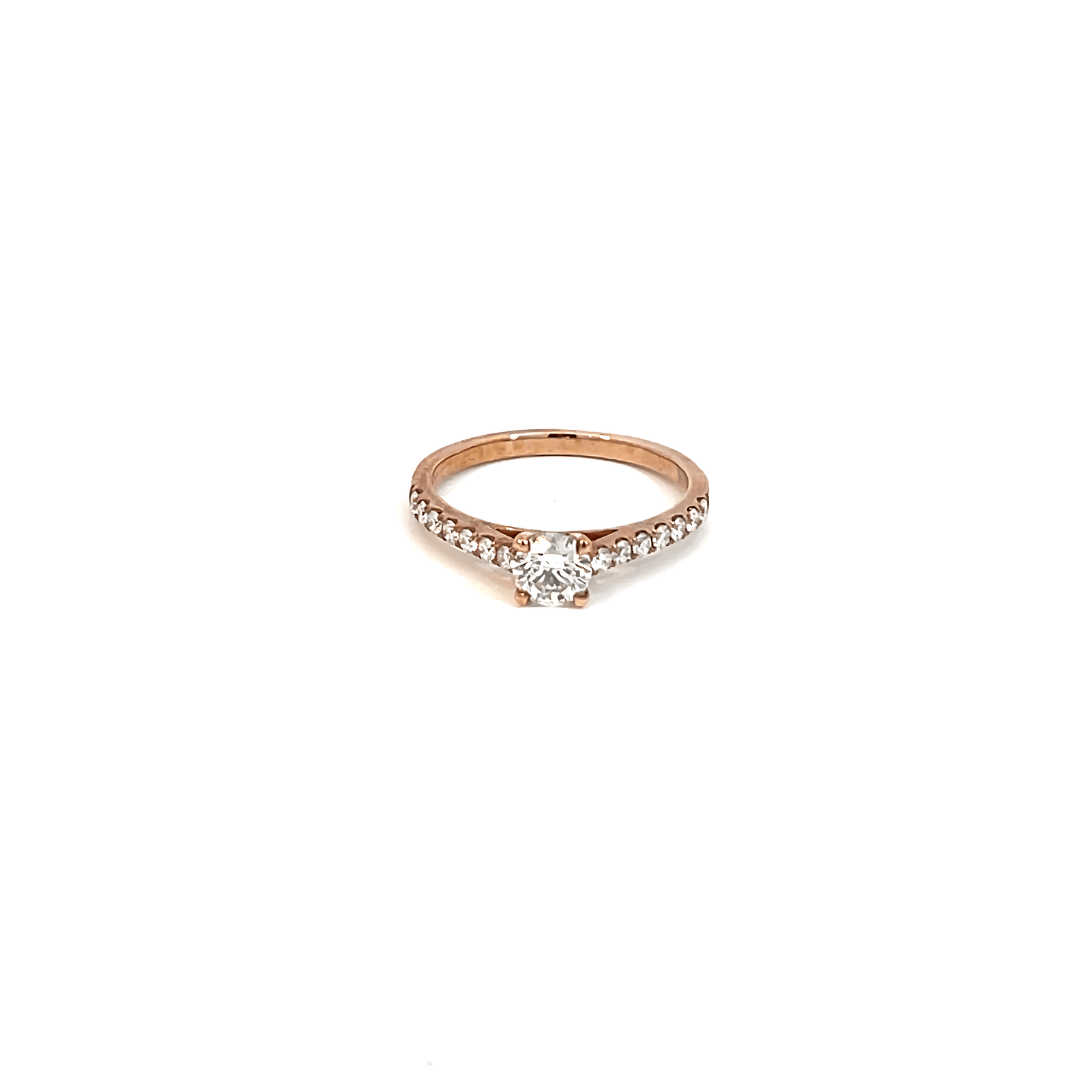 9K Rose Gold Ring with 15 Lab Grown Round Diamonds TDW 0.78 Carat
