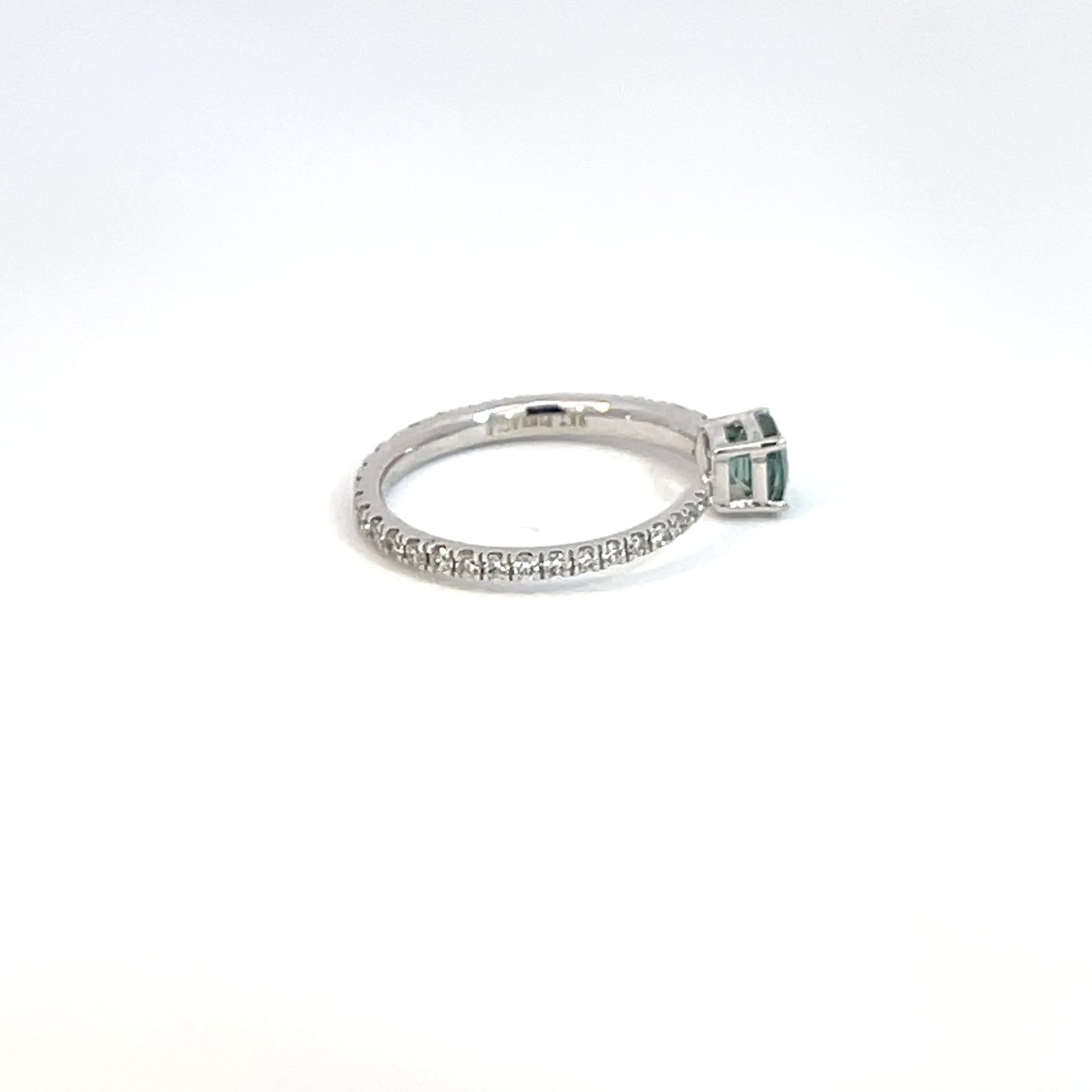 9K White Gold Ring with Australian Sapphire 0.61 Carat and 31 Round Lab Grown Diamonds TDW 0.50 Carat - Image 4