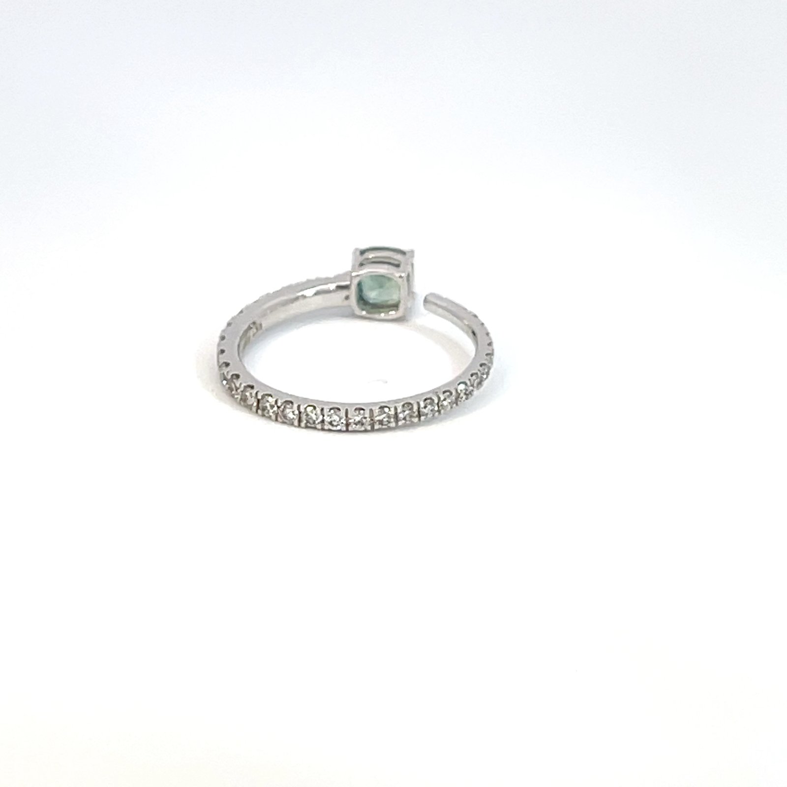 9K White Gold Ring with Australian Sapphire 0.61 Carat and 31 Round Lab Grown Diamonds TDW 0.50 Carat - Image 3