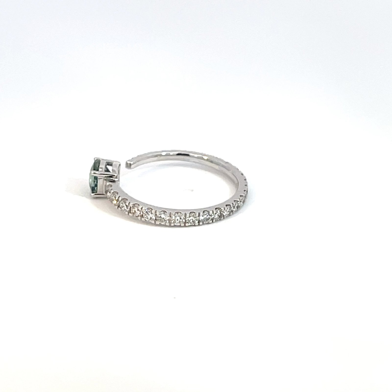 9K White Gold Ring with Australian Sapphire 0.61 Carat and 31 Round Lab Grown Diamonds TDW 0.50 Carat - Image 2