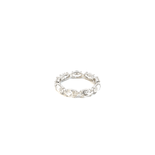 18K White Gold Ring with 9 Lab Grown Marquise Diamonds TDW 3.18ct