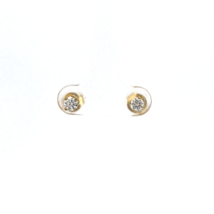 9K Yellow Gold Stud Earrings with 2 Round Lab Grown Diamonds TDW 0.34 Carat