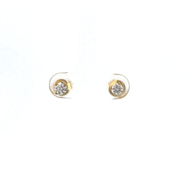 9K Yellow Gold Stud Earrings with 2 Round Lab Grown Diamonds TDW 0.34 Carat