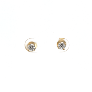 9K Yellow Gold Stud Earrings with 2 Round Lab Grown Diamonds TDW 0.51 Carat