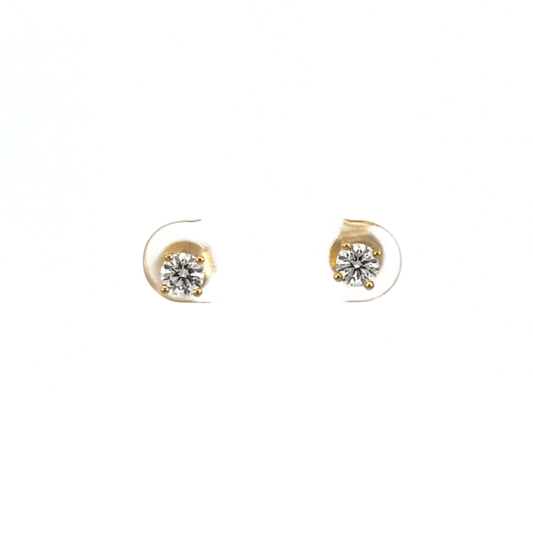 9K Yellow Gold Stud Earrings with 2 Round Lab Grown Diamonds TDW 0.51 Carat