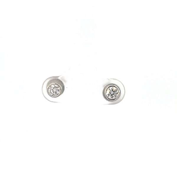 9K White Gold Stud Earrings with 2 Round Diamonds TDW 0.33 Carat