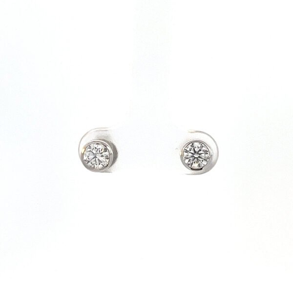 14K White Gold Stud Earrings with 2 Round Lab Grown Diamonds TDW 0.76 Carat