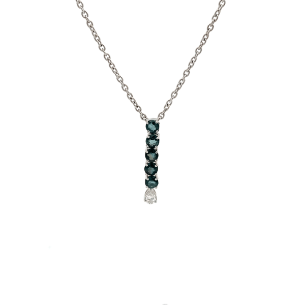 18KT White Gold Necklace with Sapphires 0.65ct and Lab Grown Diamonds 0.07ct G/VS
