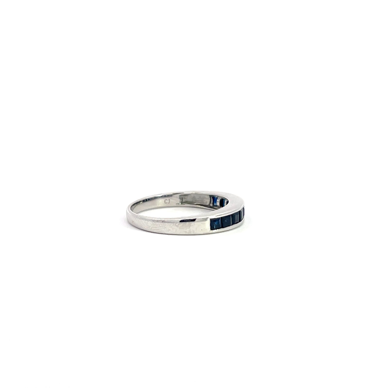 18K White Gold Ring with 9 Princess cut Blue Sapphires TCW 1.00 Carat - Image 2
