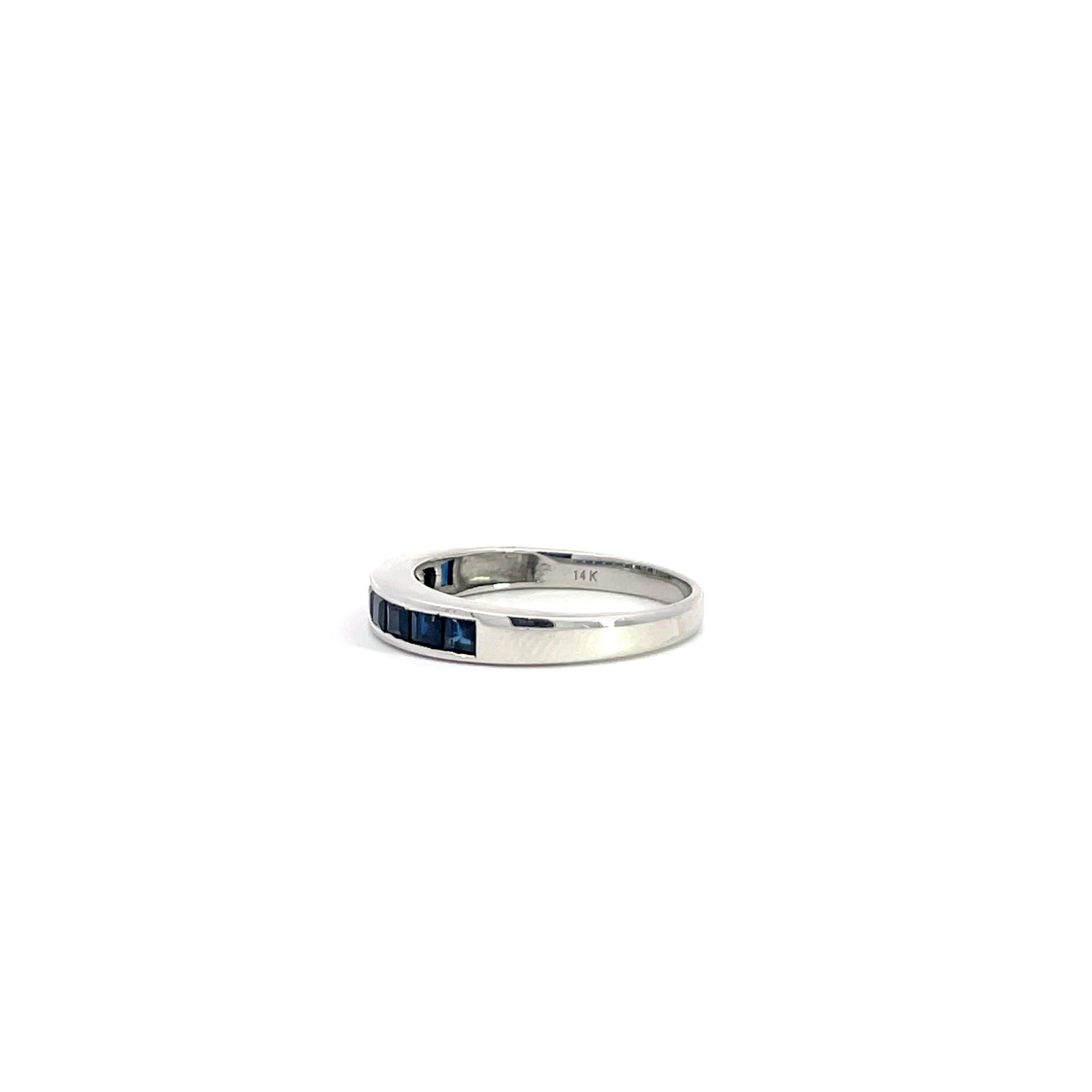 18K White Gold Ring with 9 Princess cut Blue Sapphires TCW 1.00 Carat - Image 3