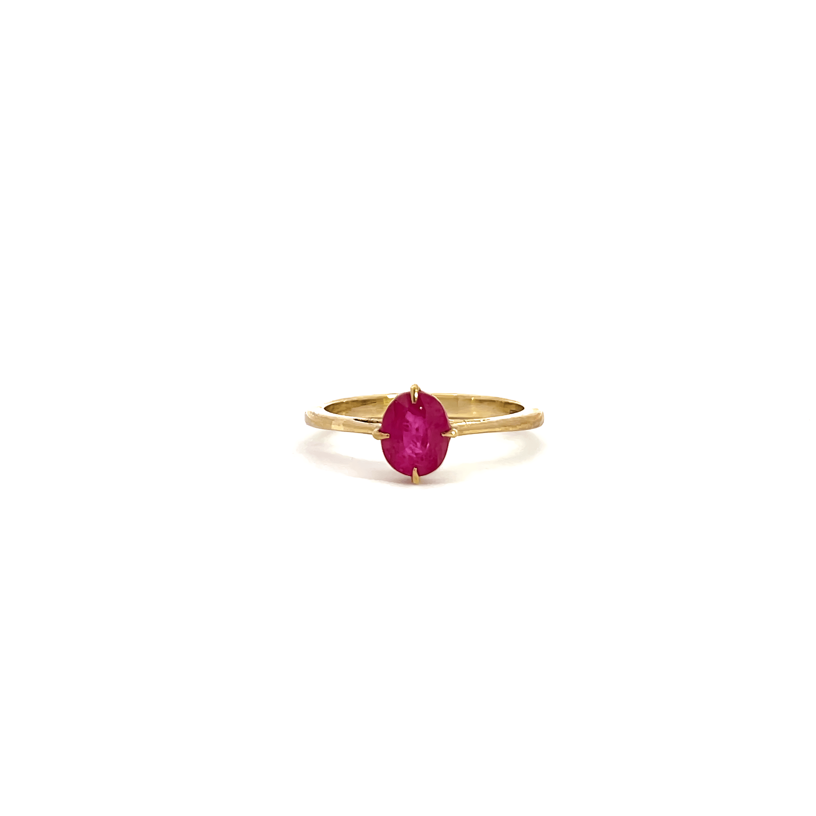 9K Yellow Gold Ring with Oval Ruby 1.48 Carat