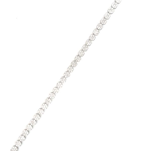10K White Gold Click-on clasp Tennis Bracelet with 252 Round Lab Grown Diamonds TDW 3.671 Carat