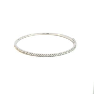 10K White Gold Bangle/Bracelet with 42 Round Lab Grown Diamonds TDW 0.73 Carats