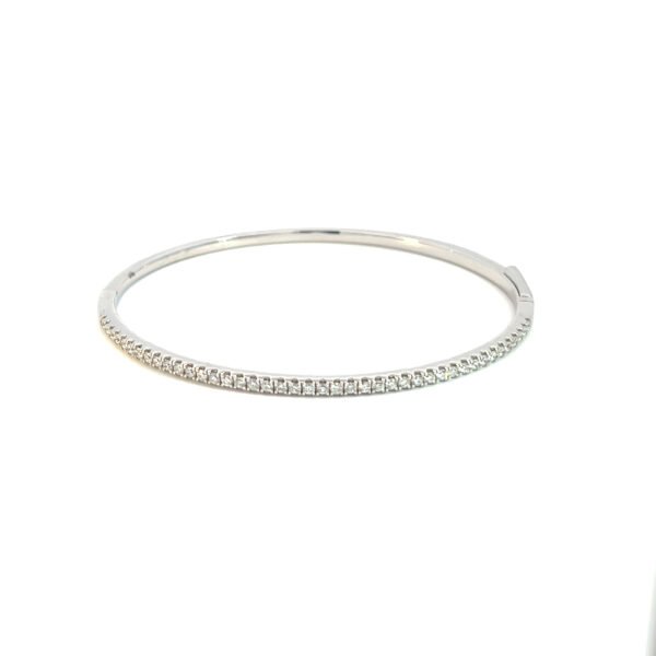 10K White Gold Bangle/Bracelet with 42 Round Lab Grown Diamonds TDW 0.73 Carats