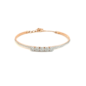 14K Rose Gold Bracelet with 73 Round Lab Grown Diamonds TDW 0.96 Carat