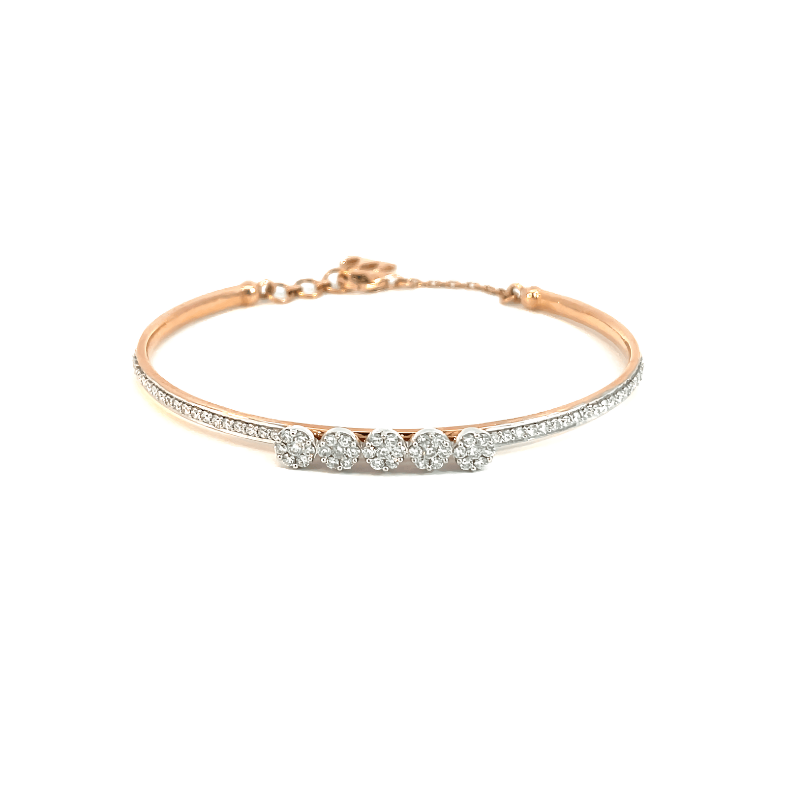 14K Rose Gold Bracelet with 73 Round Lab Grown Diamonds TDW 0.96 Carat