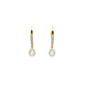 18K Yellow Gold Earrings with 36 Lab Grown Diamonds TDW 0.87 Carat