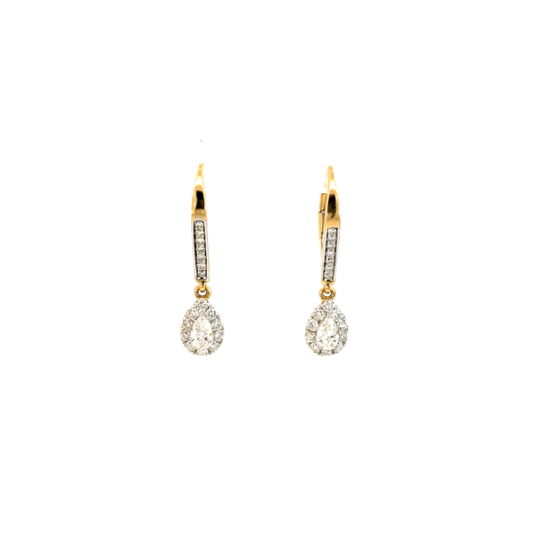 18K Yellow Gold Earrings with 36 Lab Grown Diamonds TDW 0.87 Carat