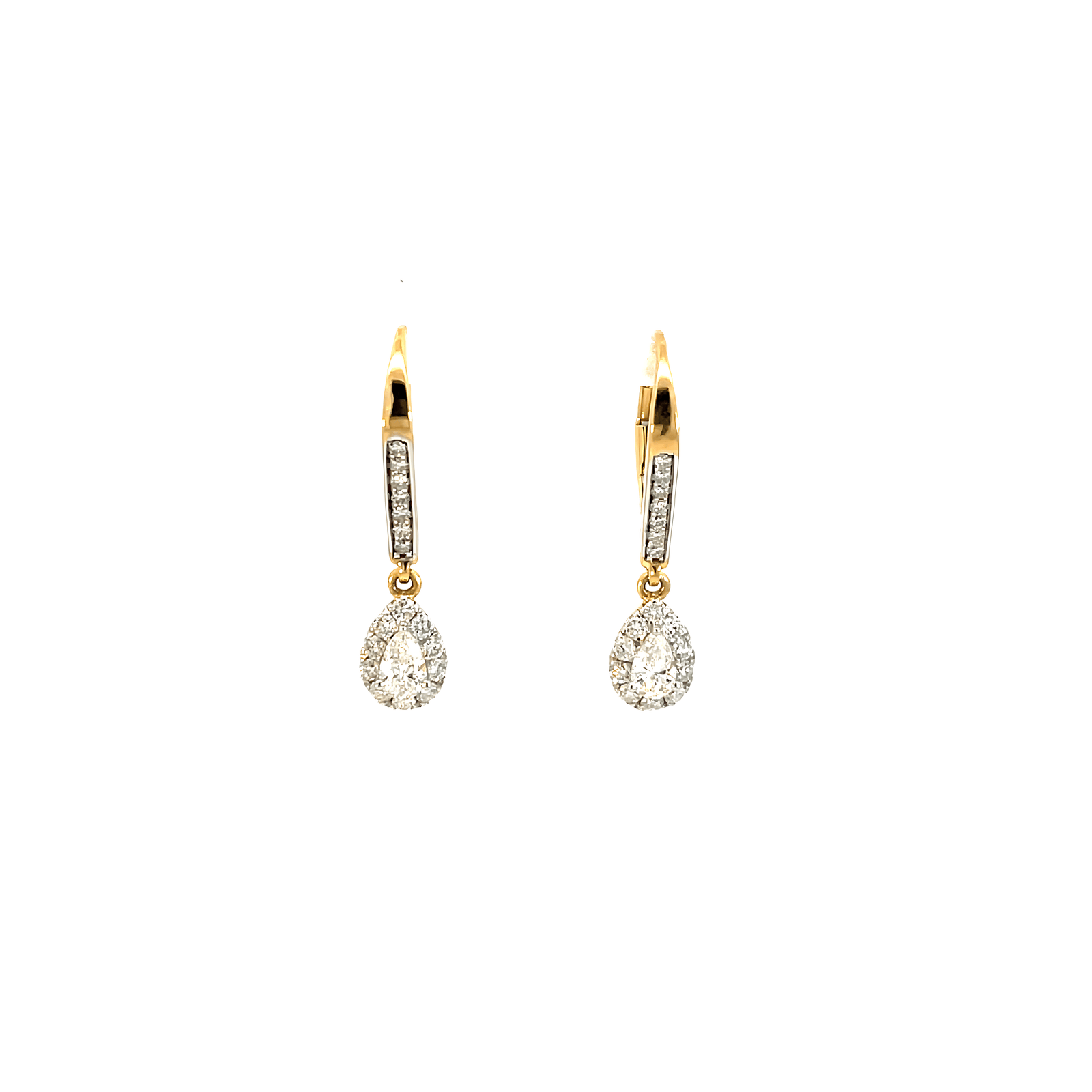18K Yellow Gold Earrings with 36 Lab Grown Diamonds TDW 0.87 Carat