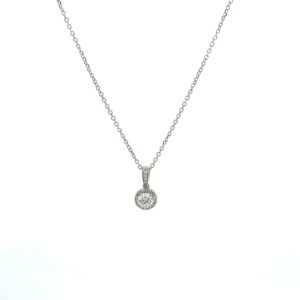9K White Gold Halo Pendant with 19 Round Lab Grown Diamonds TDW 0.36 Carat