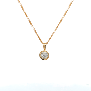 9K Yellow Gold Pendant with Round Lab Grown Diamond 0.79 Carat