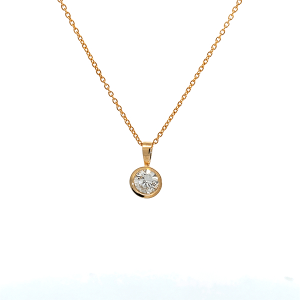 9K Yellow Gold Pendant with Round Lab Grown Diamond 0.79 Carat