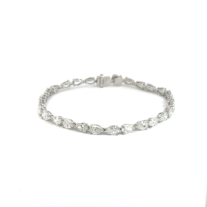 18K White Gold Bracelet with 28 Pear cut Lab Grown Diamonds TDW 9.6 Carat