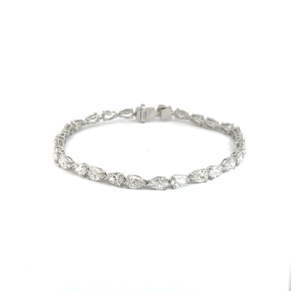 18K White Gold Bracelet with 28 Pear cut Lab Grown Diamonds TDW 9.6 Carat