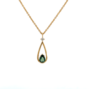18KT Necklace with Sapphire 0.72ct and Lab Grown Diamond 0.07ct G/VS 45cm