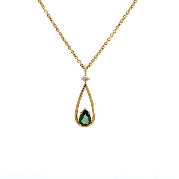 18KT Necklace with Sapphire 0.72ct and Lab Grown Diamond 0.07ct G/VS 45cm