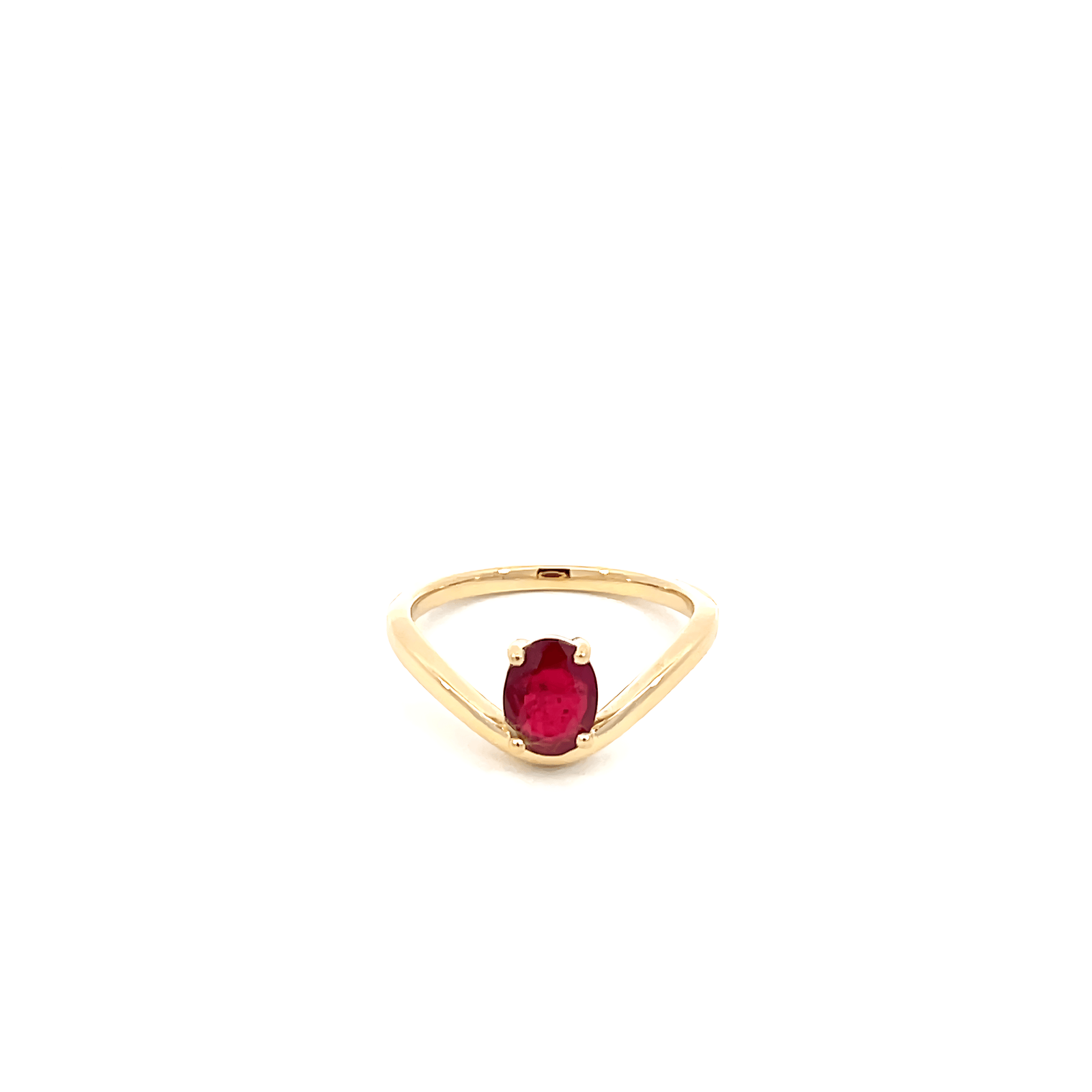 18KT Yellow Gold Ring with 0.99 Carat Mozambique Ruby