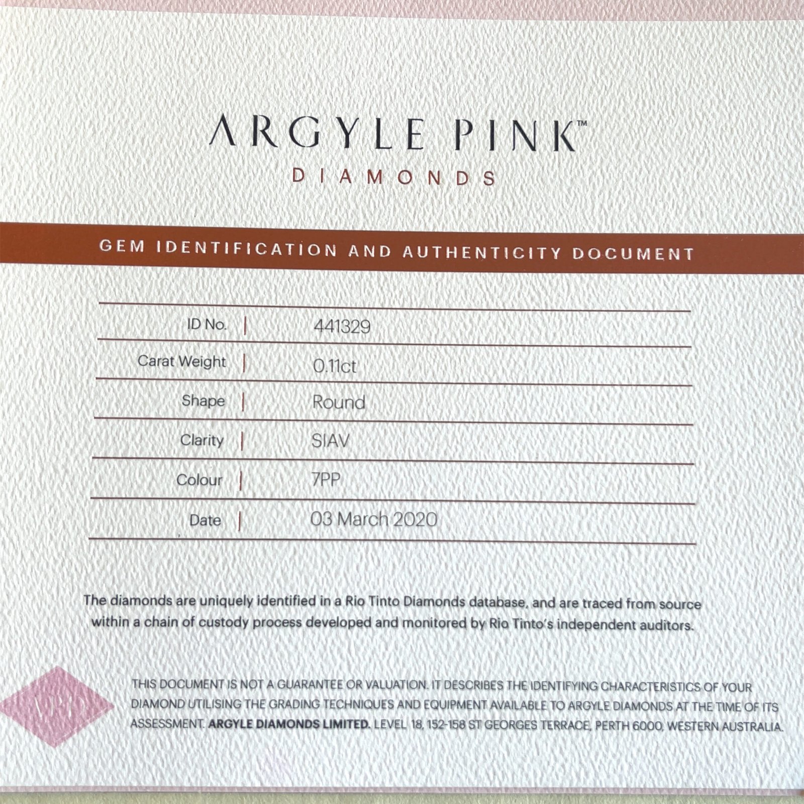 7PP 0.011ct Certified Loose Pink Diamond from WA - Image 2