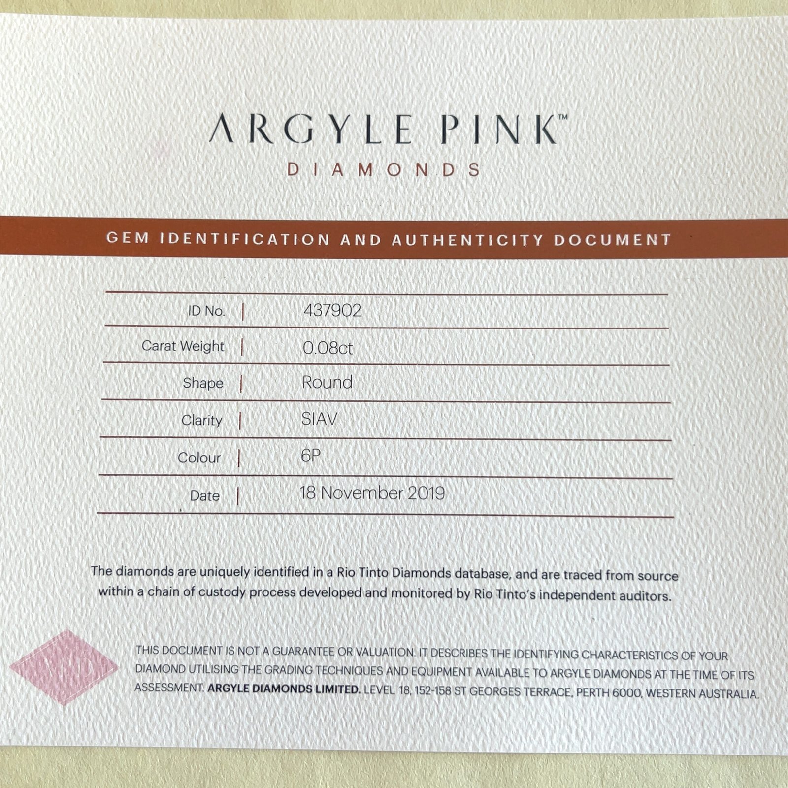 6P 0.08ct Certified Loose Pink Diamond from WA - Image 2