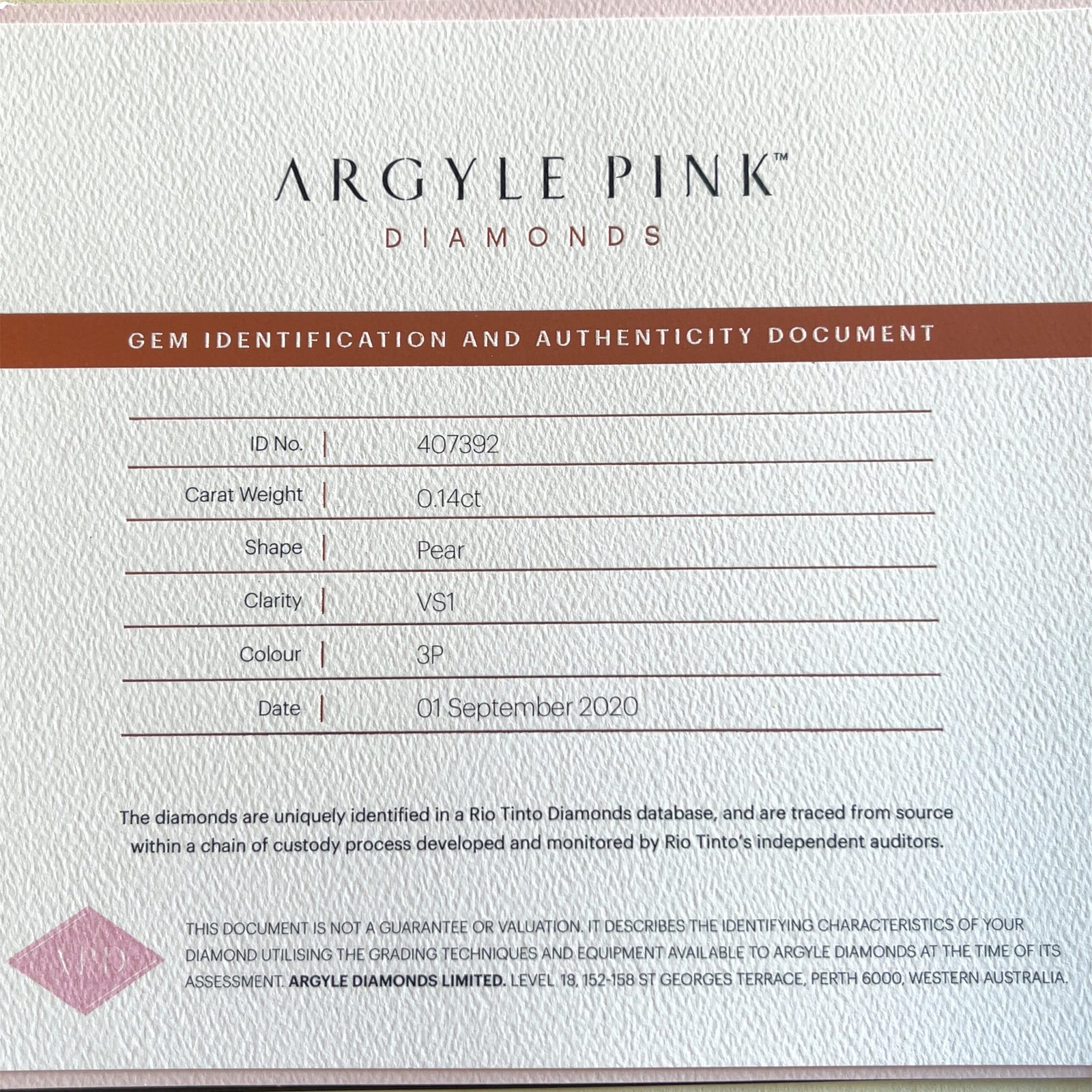 3P 0.14ct Certified Loose Pink Diamond from WA - Image 2