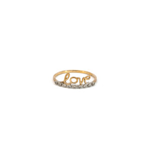 9K Yellow Gold Love Ring with 9 Diamonds TDW 0.07 Carat