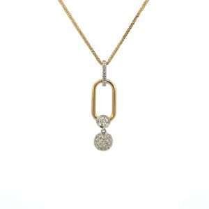 9K Yellow and White Gold Pendant with 51 Round Diamonds TDW 0.52 Carat
