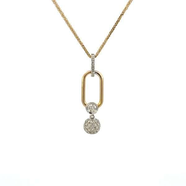 9K Yellow and White Gold Pendant with 51 Round Diamonds TDW 0.52 Carat