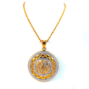 22 KT Yellow Gold Om Pendant with Cubic Zirconia