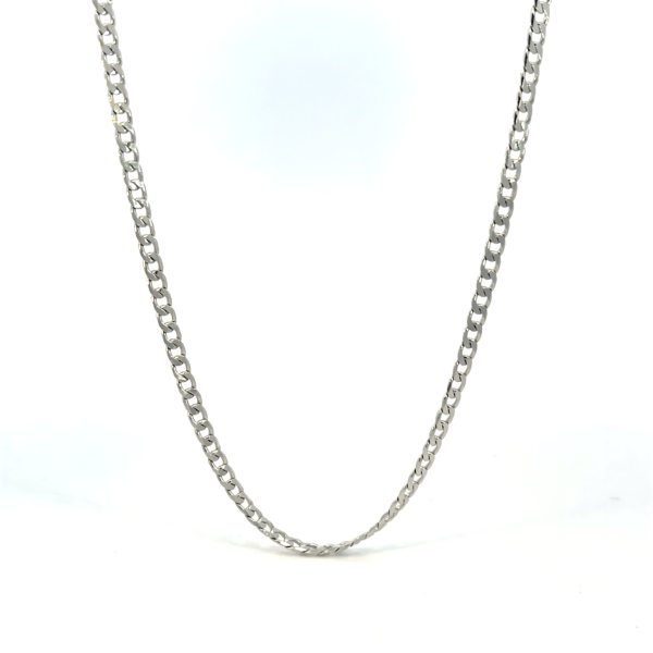 18 KT White Gold Curb Chain 55cm