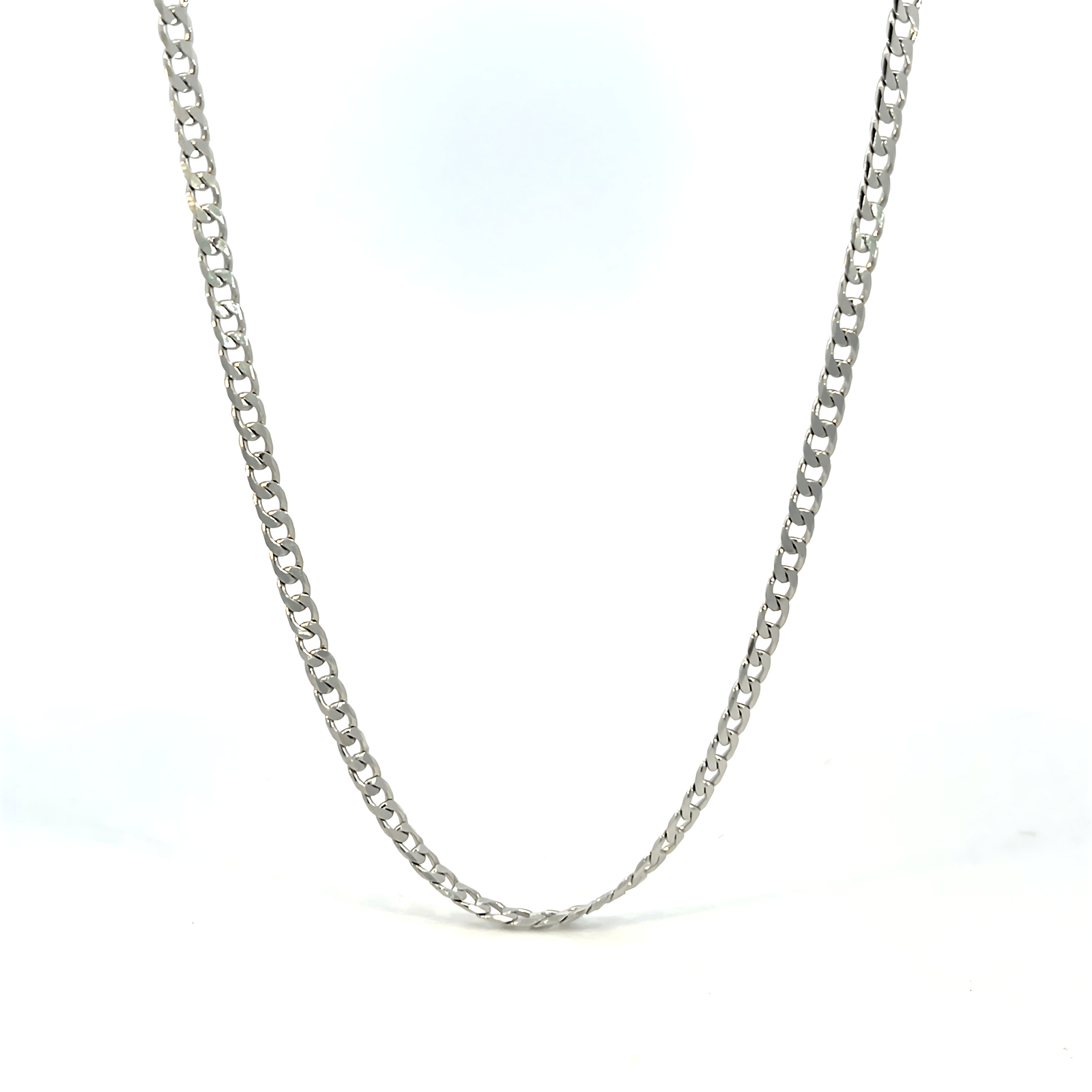 18 KT White Gold Curb Chain 55cm