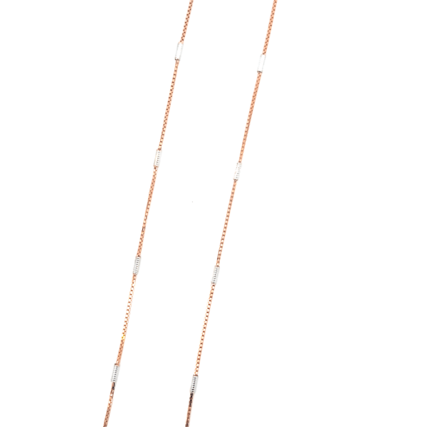 18 KT 2 Tone Rose Gold Beaded Chain 45cm