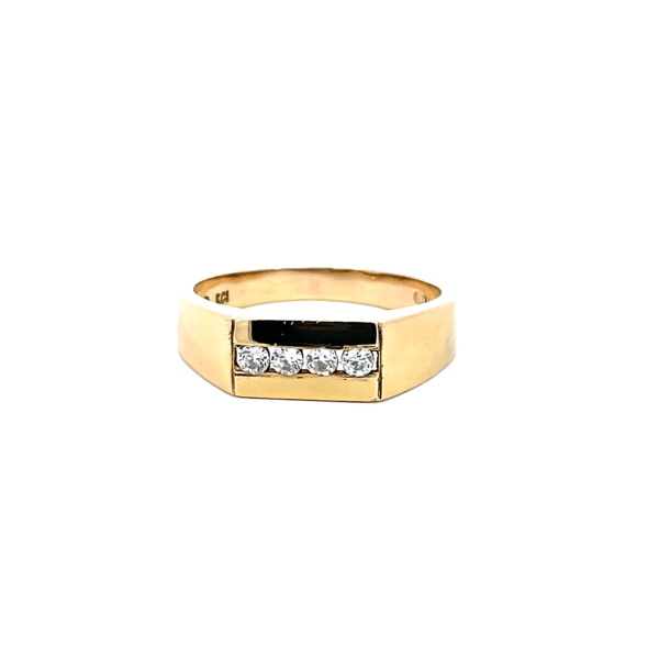 9K Yellow Gold Men’s Cubic Zirconia Signet Ring