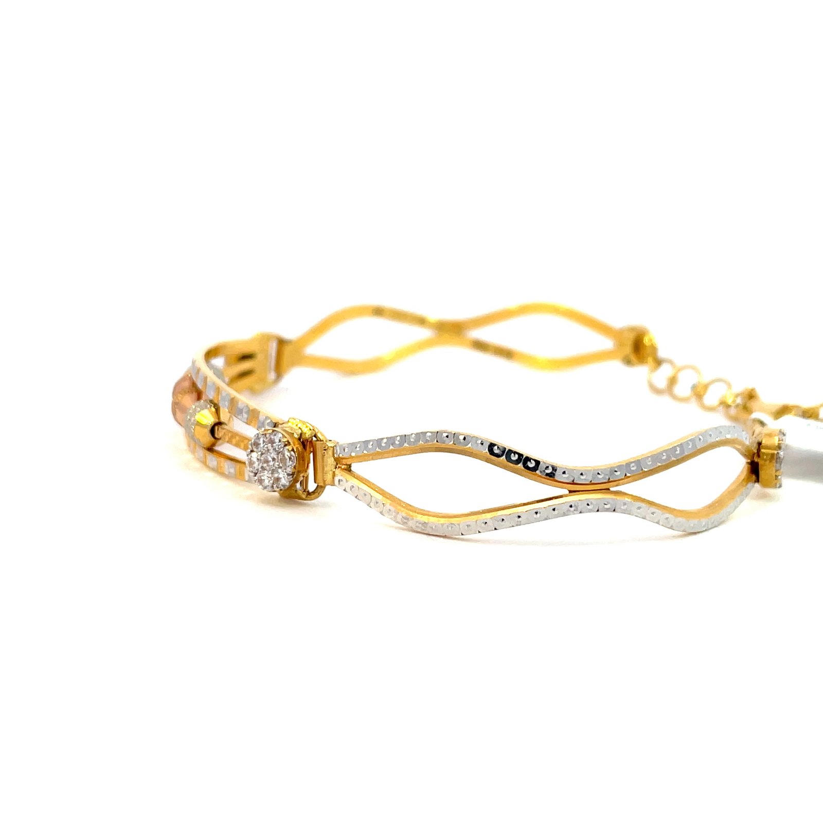 22K Yellow Gold, Rose Gold And White Gold Bangle/Bracelet 60mm - Image 2